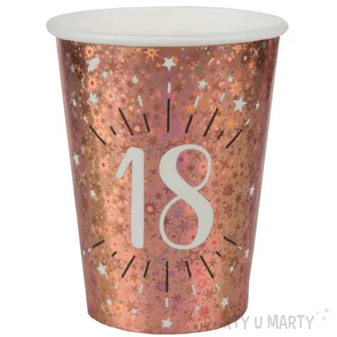 kubeczki papierowe 18 urodziny holo rozowe zloto santex 270 ml 10 szt