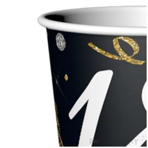 kubeczki papierowe 18th birthday 18 urodziny czarny godan 250 ml 6 szt