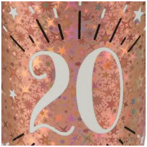 kubeczki papierowe 20 urodziny holo rozowe zloto santex 270 ml 10 szt