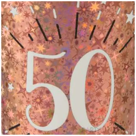 kubeczki papierowe 50 urodziny holo rozowe zloto santex 270 ml 10 szt