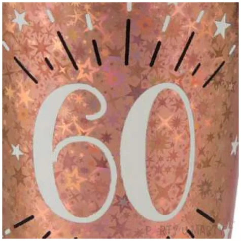 kubeczki papierowe 60 urodziny holo rozowe zloto santex 270 ml 10 szt