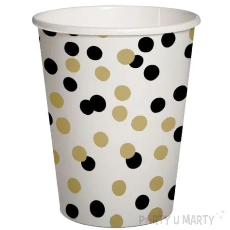 kubeczki papierowe czarno zlote konfetti paw 250 ml 10 szt