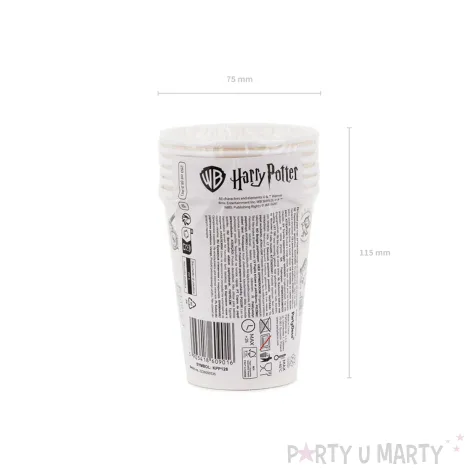 kubeczki papierowe dekoracje na stol urodziny halloween harry potter retro bezowe 250 ml x6