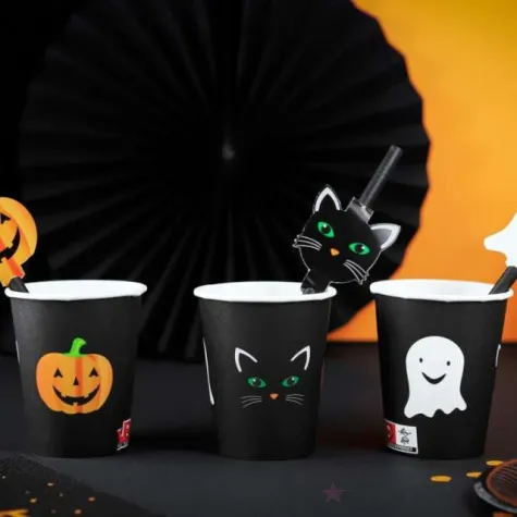 kubeczki papierowe duch kot dynia halloween congee 250ml 6 szt