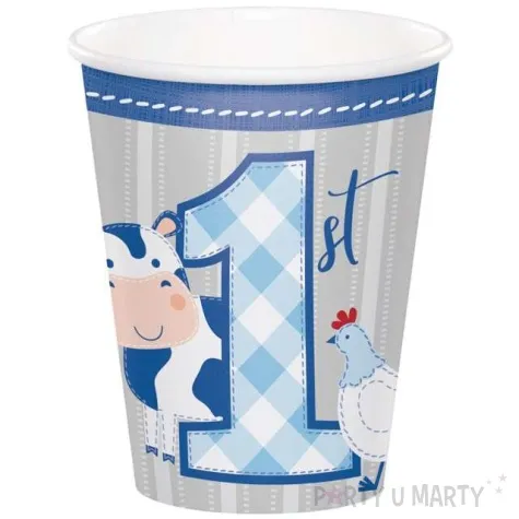 kubeczki papierowe farmhouse pierwsze urodziny 266 ml 8 szt