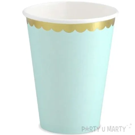 kubeczki papierowe golden border mietowy partydeco 220 ml 6 szt