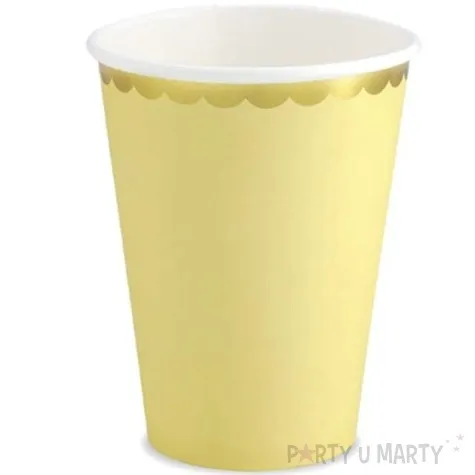 kubeczki papierowe golden border zolty partydeco 220 ml 6 szt