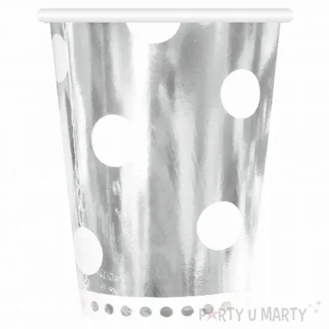 kubeczki papierowe grochy metalik srebrne godan 266 ml 6 szt