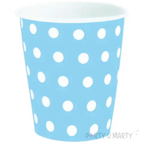 kubeczki papierowe grochy niebieski partypal 220 ml 6 szt