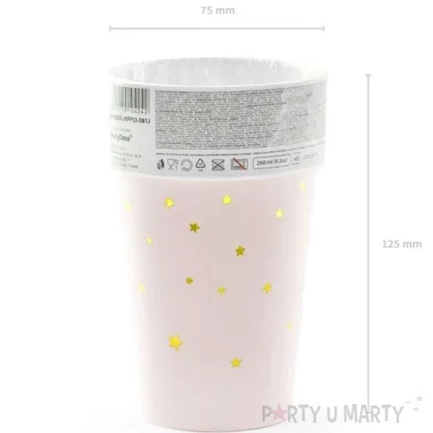 kubeczki papierowe gwiazdki partydeco 260 ml 6 szt