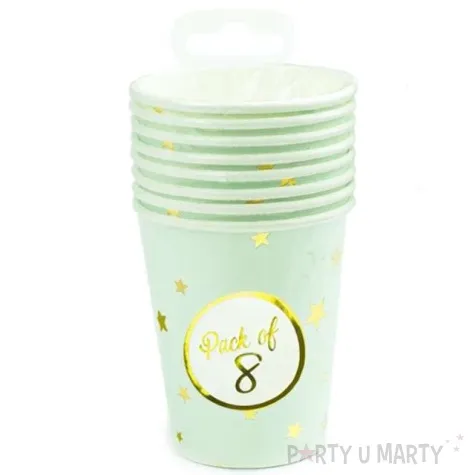 kubeczki papierowe gwiazdki zlote mietowe partypal 220 ml 6szt