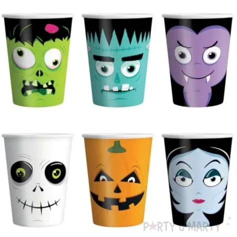kubeczki papierowe halloween monsters partypal 220 ml 6 szt