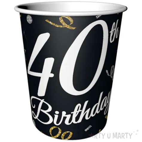 kubeczki papierowe happy birthday 40 urodziny b c czarny godan 200 ml 6 szt