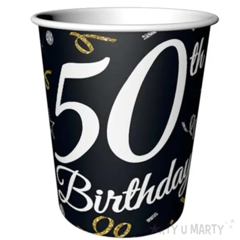 kubeczki papierowe happy birthday 50 urodziny b c czarny godan 200 ml 6 szt