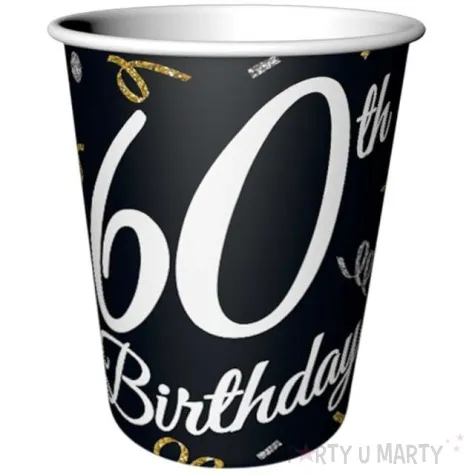 kubeczki papierowe happy birthday 60 urodziny b c czarny godan 200 ml 6 szt