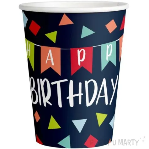 kubeczki papierowe happy birthday amscan 250 ml 8 szt