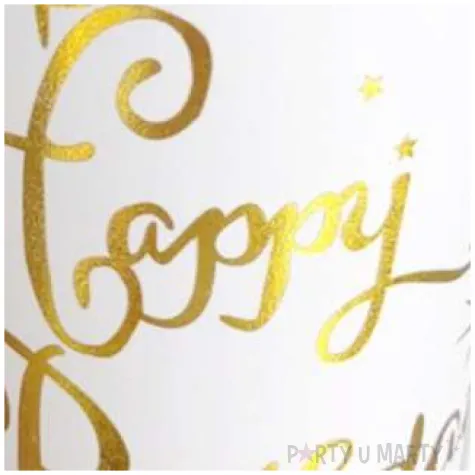 kubeczki papierowe happy birthday bialo zlote dekoracjepolska 266 ml 10 szt