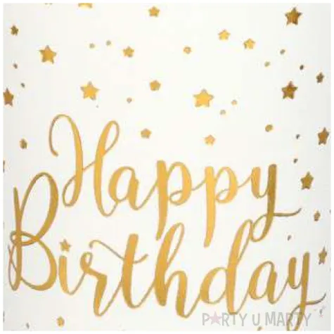 kubeczki papierowe happy birthday bialo zlote santex 250 ml 10 szt