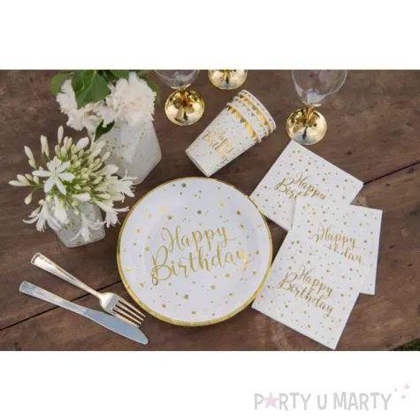 kubeczki papierowe happy birthday bialo zlote santex 250 ml 10 szt