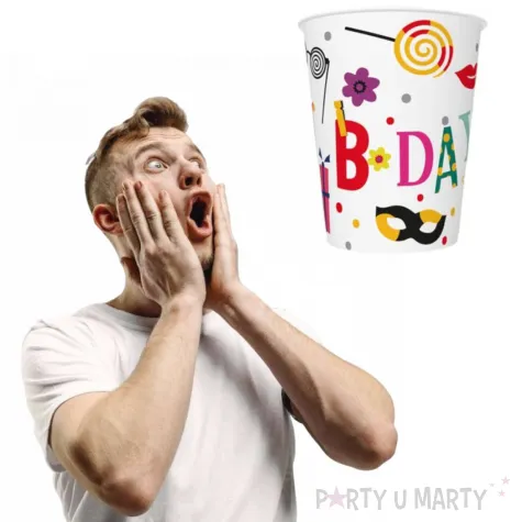 kubeczki papierowe happy birthday funny b day maki 250 ml 8 szt