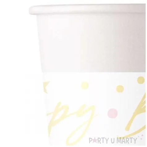 kubeczki papierowe happy birthday swieczki bialy procos 200 ml 8 szt
