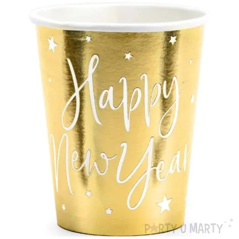 kubeczki papierowe happy new year zlote partydeco 220 ml 6 szt