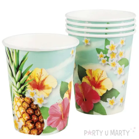 kubeczki papierowe hawaje kwiaty i ananasy boland 210 ml 10 szt
