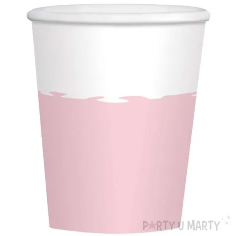 kubeczki papierowe impreza rozowo bialy amscan 250 ml 8 szt
