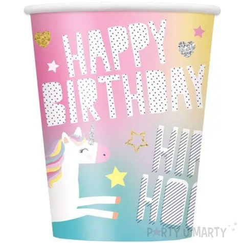 kubeczki papierowe jednorozec happy birthday unique 266 ml 8 szt