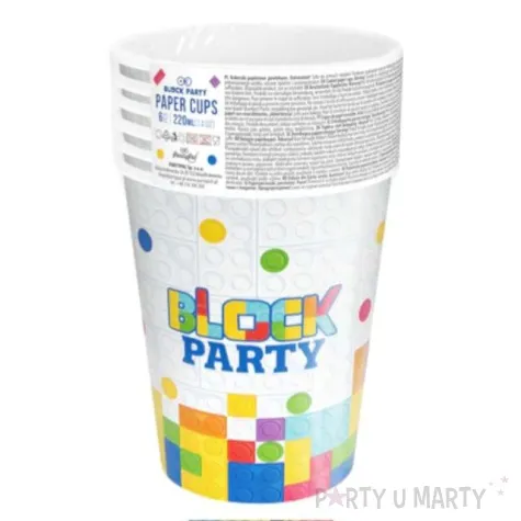 kubeczki papierowe klocki block party partypal 220 ml 6 szt