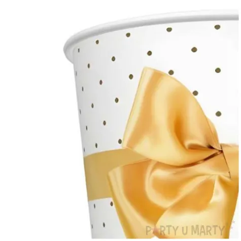 kubeczki papierowe kokarda i groszki bialy maki 250 ml 8 szt