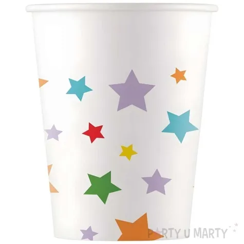 kubeczki papierowe kolorowe gwiazdki bialy procos 200 ml 8 szt
