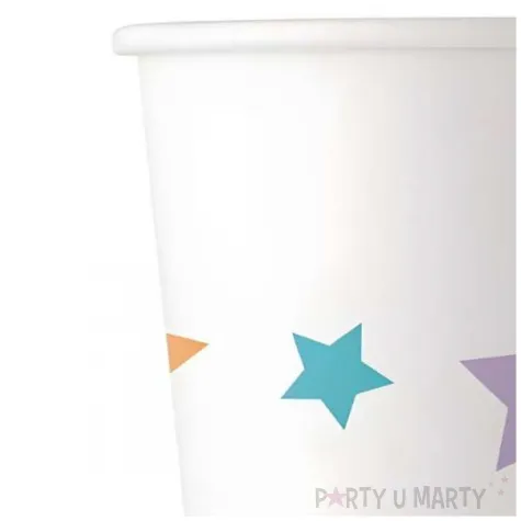 kubeczki papierowe kolorowe gwiazdki bialy procos 200 ml 8 szt