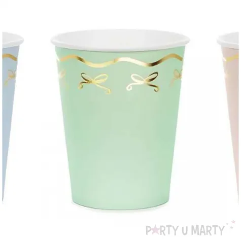 kubeczki papierowe kolorowe ze zlotym wzorem partydeco 220 ml 6 szt