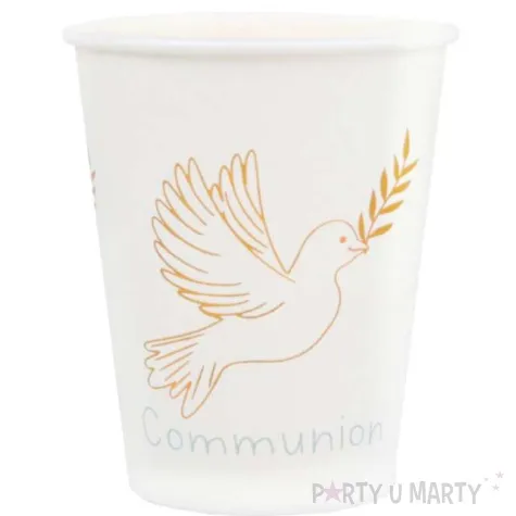 kubeczki papierowe komunia swieta golebica z galazka biale santex 270 ml 10 szt