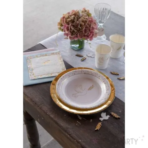 kubeczki papierowe komunia swieta golebica z galazka biale santex 270 ml 10 szt