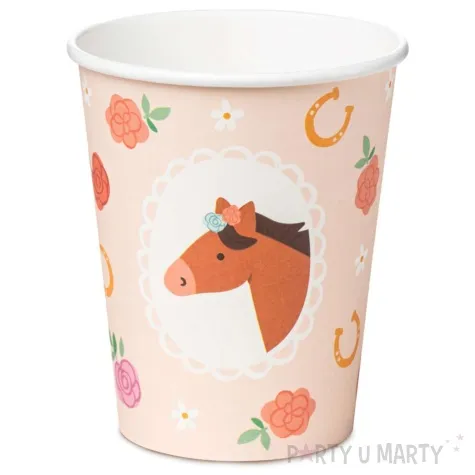 kubeczki papierowe konie rozowy jasny partydeco 220 ml 6 szt