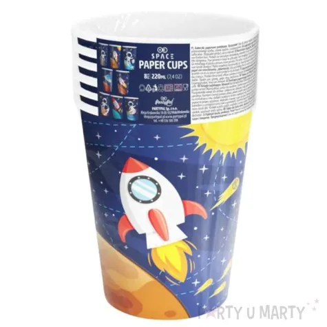 kubeczki papierowe kosmos mix partypal 220 ml 8 szt