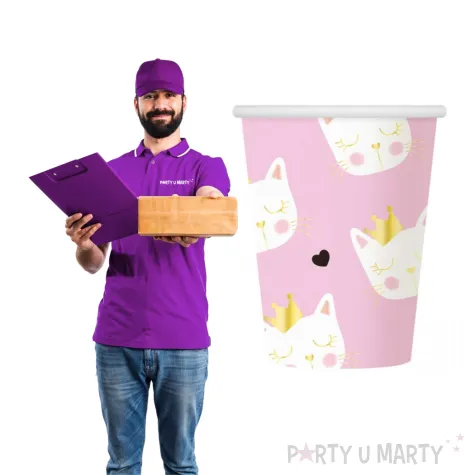 kubeczki papierowe kotek z korona rozowe godan 270 ml 6 szt