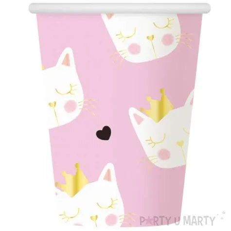 kubeczki papierowe kotek z korona rozowe godan 270 ml 6 szt