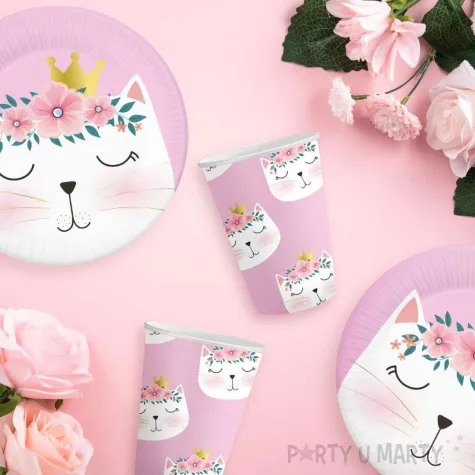 kubeczki papierowe kotek z wiankiem i korona godan 250 ml 6 szt