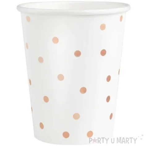 kubeczki papierowe kropki rozowe zloto biale partypal 230 ml 6 szt