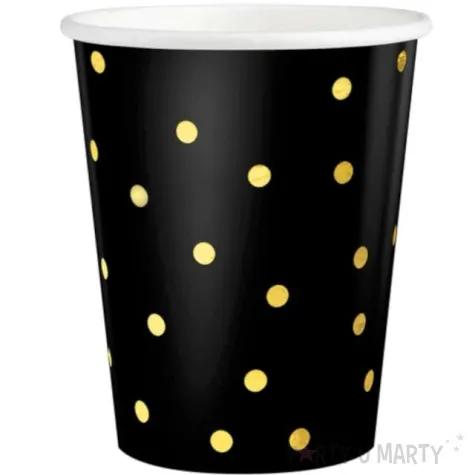 kubeczki papierowe kropki zlote czarne partypal 220 ml 6 szt