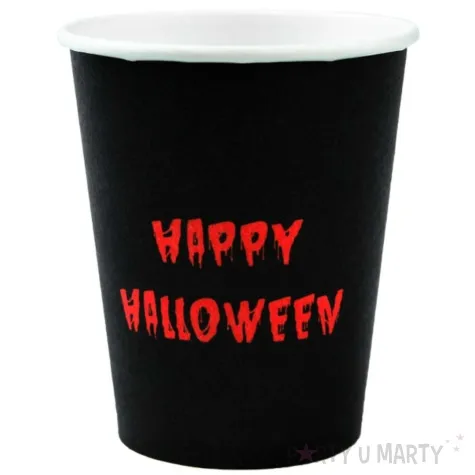 kubeczki papierowe krwawe happy halloween czarno czerwony congee 250ml 6 szt