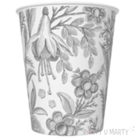 kubeczki papierowe kwiatowe wzory srebne maki 250 ml 8 szt
