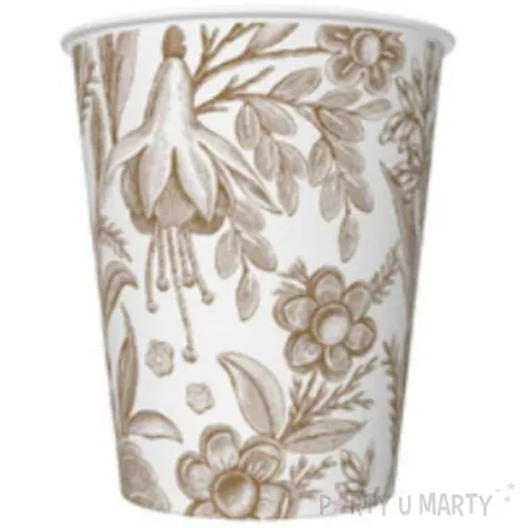 kubeczki papierowe kwiatowe wzory zlote maki 250 ml 8 szt