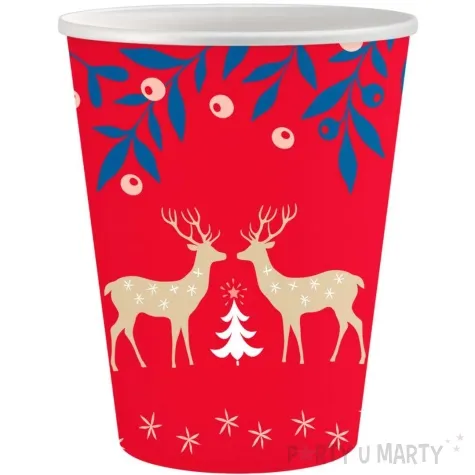 kubeczki papierowe let it snow swiateczne wzory czerwony godan 250 ml 6 szt