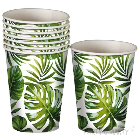 kubeczki papierowe liscie palmy i monstera guirca 240 ml 6 szt