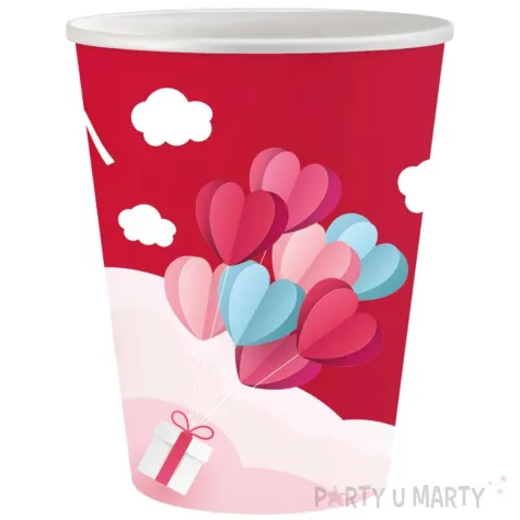 kubeczki papierowe love is in the air czerwony godan 250 ml 6 szt