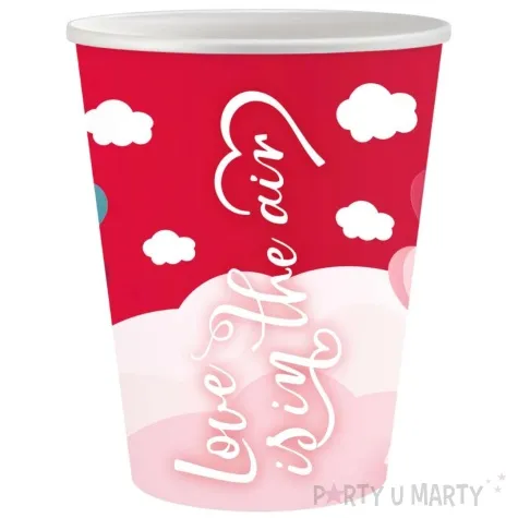 kubeczki papierowe love is in the air czerwony godan 250 ml 6 szt